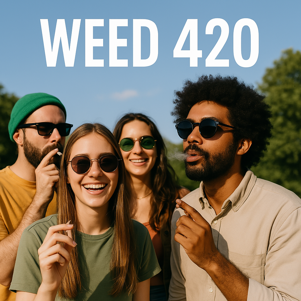 Weed 420 celebration with cannabis enthusiasts