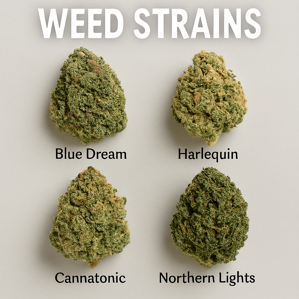 Cannabis strains for beginners, Blue Dream and Harlequin